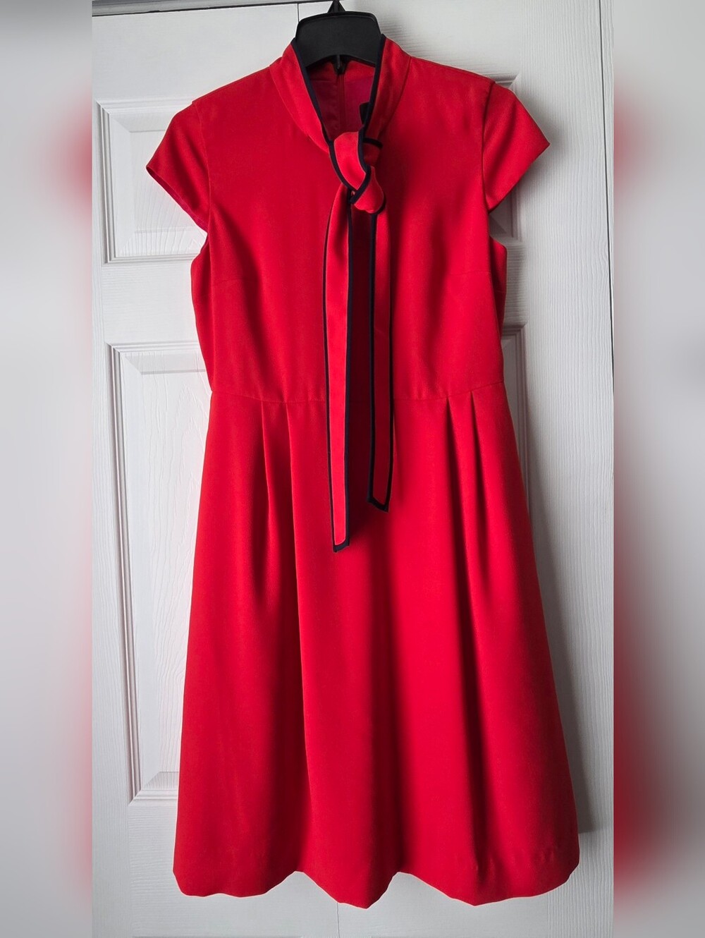 J. Crew Red Bow-Tie Fit & Flare Dress Size 6 - Picture 2 of 13